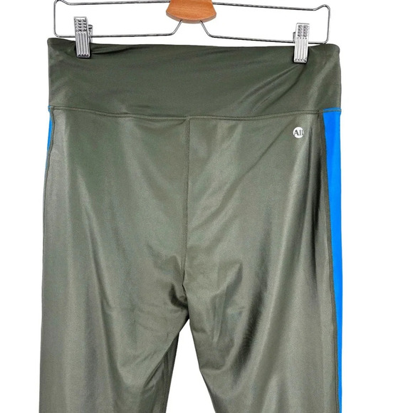 All Access Leggings Zip Front Two-Tone Stretch Side Stripe Green Blue Size XL - Picture 8 of 11